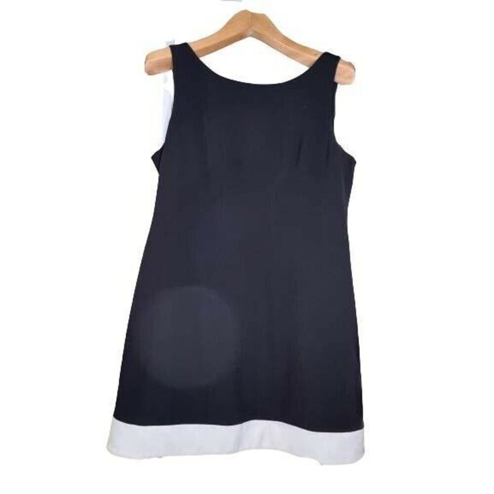 Vince Camuto Dress Womens Black White A Line Stretch Boat Neck Lined Zipper 14
